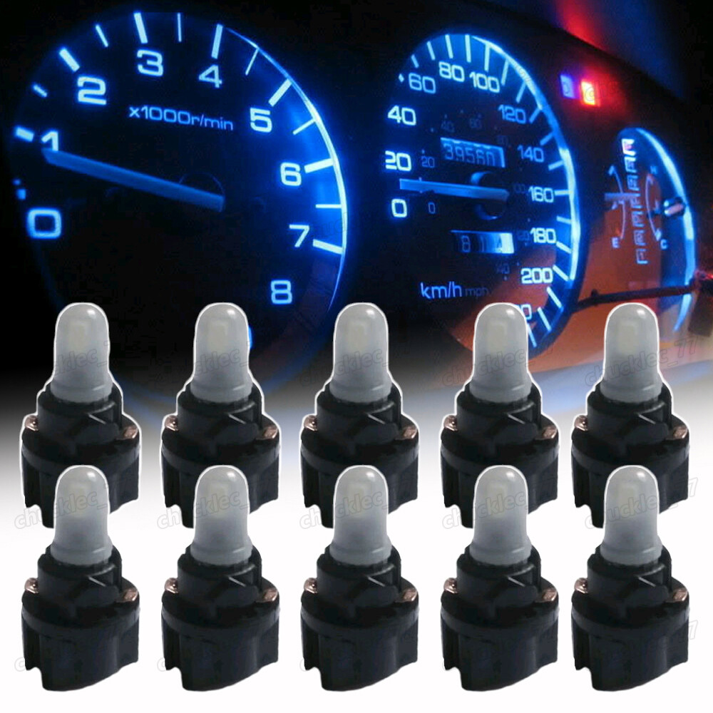 10pcs T5 LED Bulbs Blue Car Dashboard Instrument Panel Light Lamp Accessories