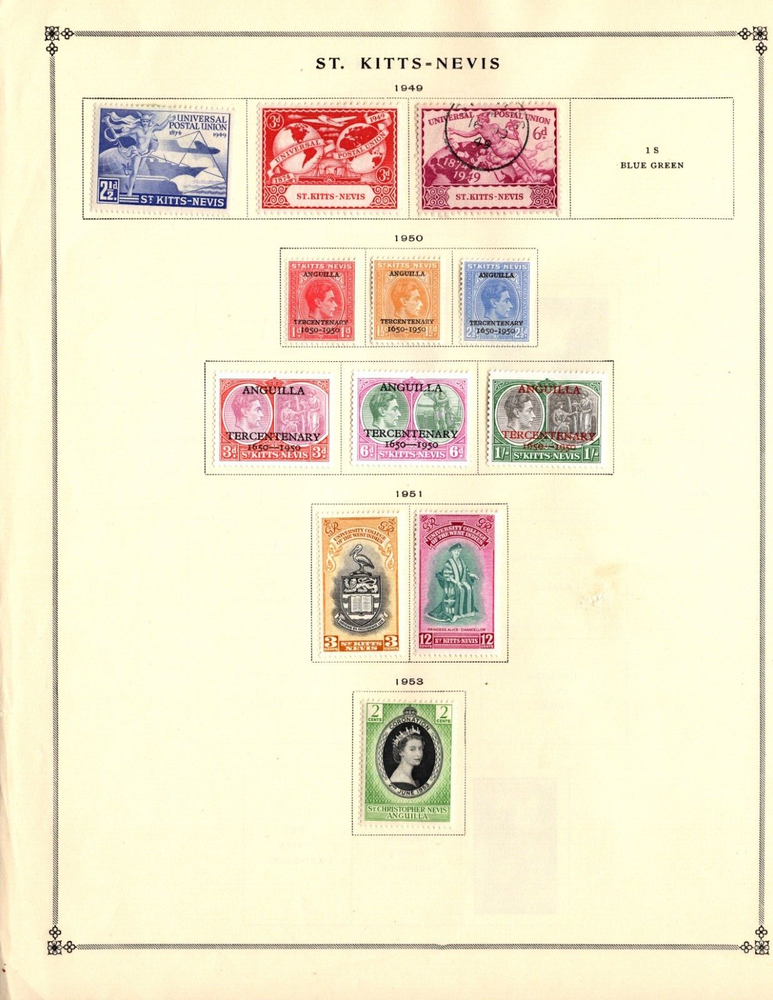 ST KITTS COLLECTION 1949-1957 ON SCOTT INTERNATIONAL ALBUM PAGES (PARTS II &III)