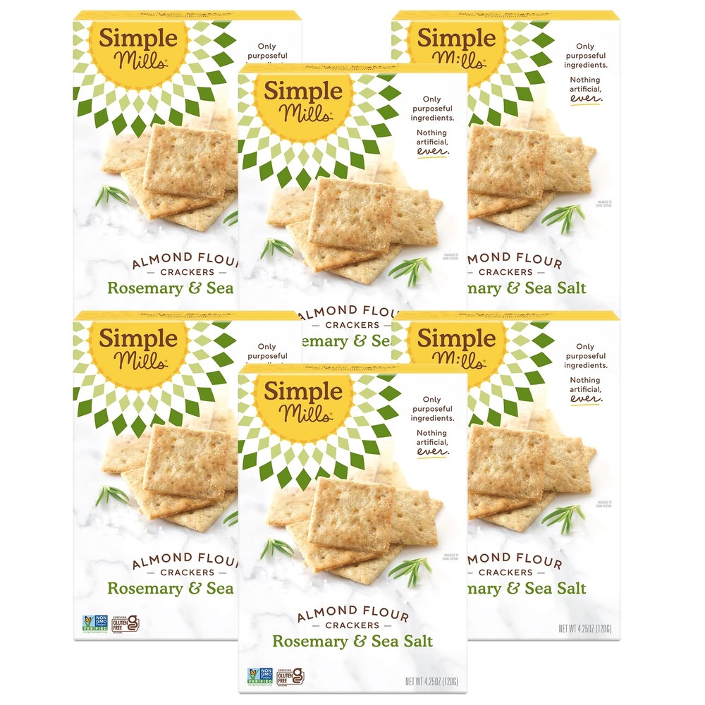 Almond Flour Crackers, Rosemary & Sea Salt - Gluten Free, Vegan, Healthy Snac...