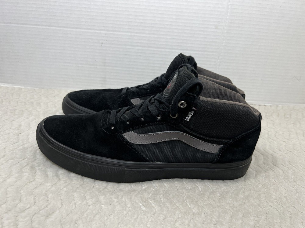 Vans Gilbert Crockett Pro Mid Mens 10.5 Shoes Black Suede Classic Skate Sneakers