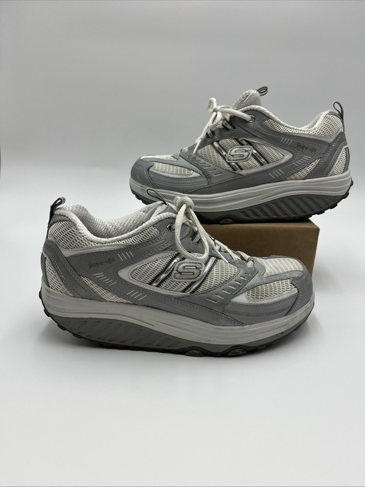Skechers Shape Ups Shoes Women Size 9 Athletic Toning Fitness White Silver 11814
