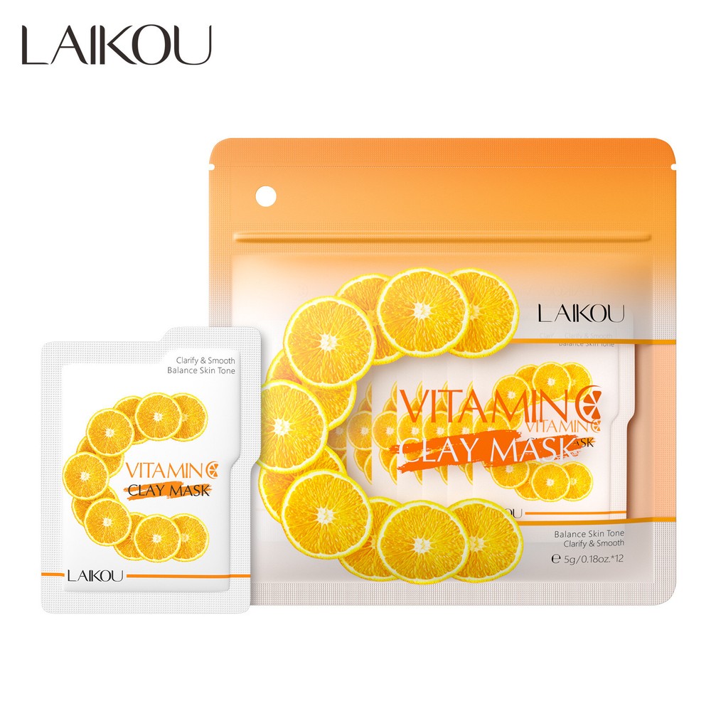 5g x 12pcs VC Skin Care Mud Mask for Clean Pores Hydration Moisturizing