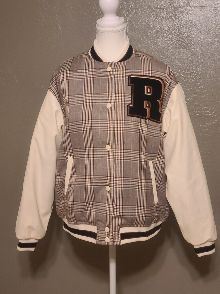 H & M Divided plaid quilted women's heavyweight jacket NWT XS