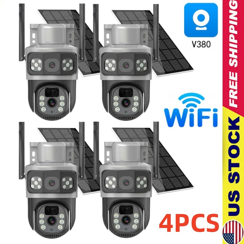 Solar Powered 9MP WIFI Wireless Security HD Camera Outdoor PTZ Built-in Battery