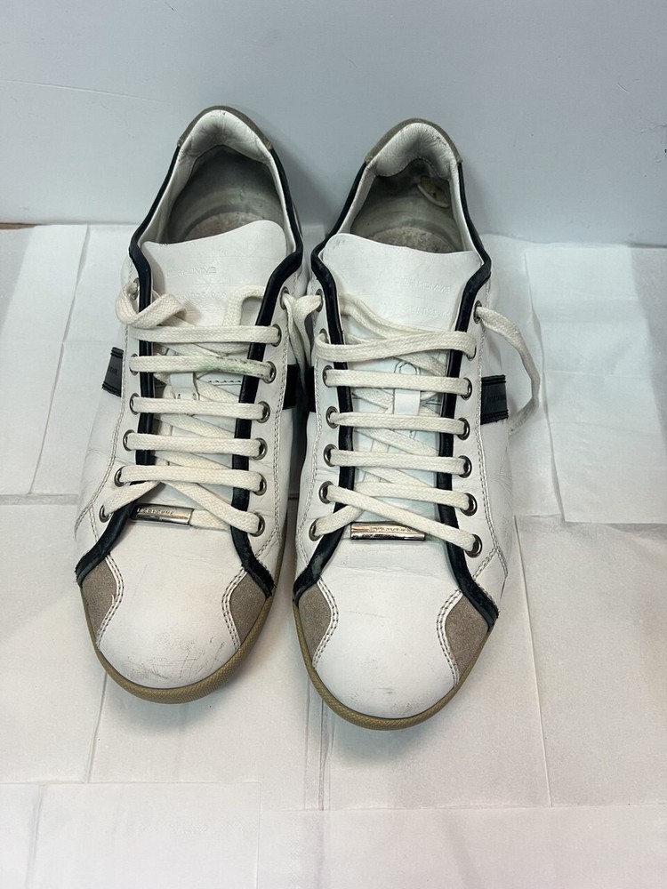 Dior Homme White Black Leather Low Top Sneakers Size 42