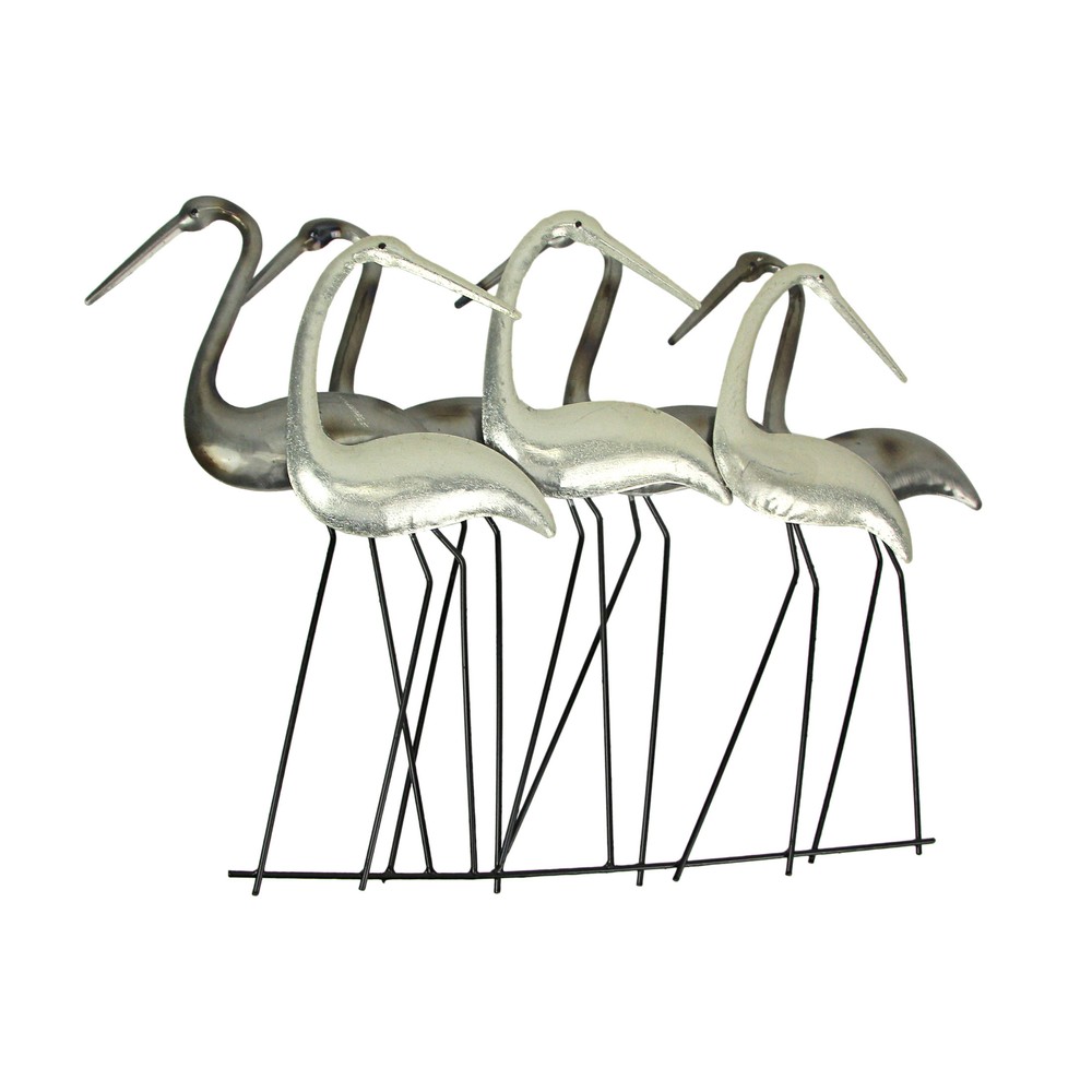 Metal Flock Of Coastal Birds Wall Art Sculpture Hanging Ocean Beach Home Decor