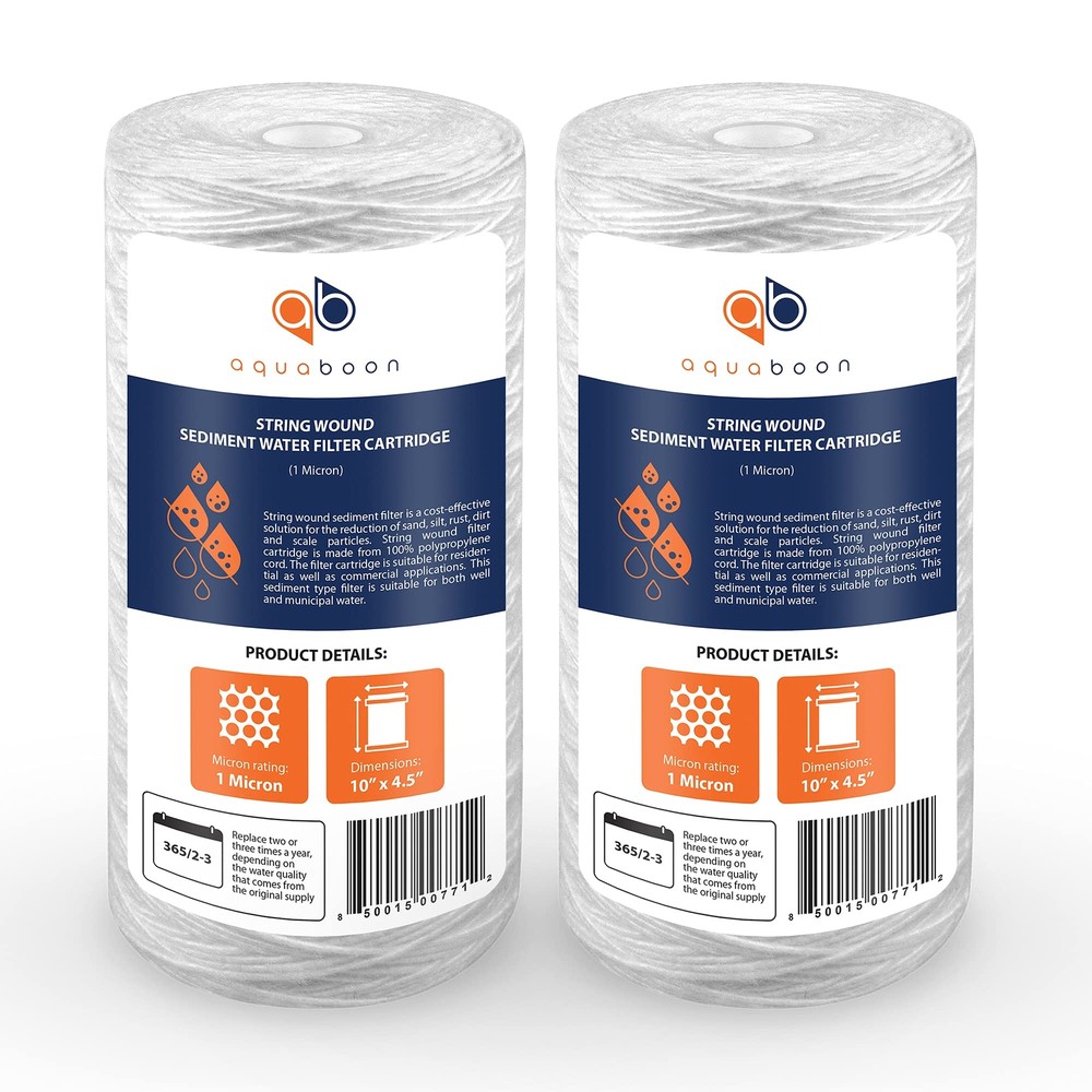 1 Micron String Wound Water Filter 10x4.5 Replacement - Whole House Water Fil...