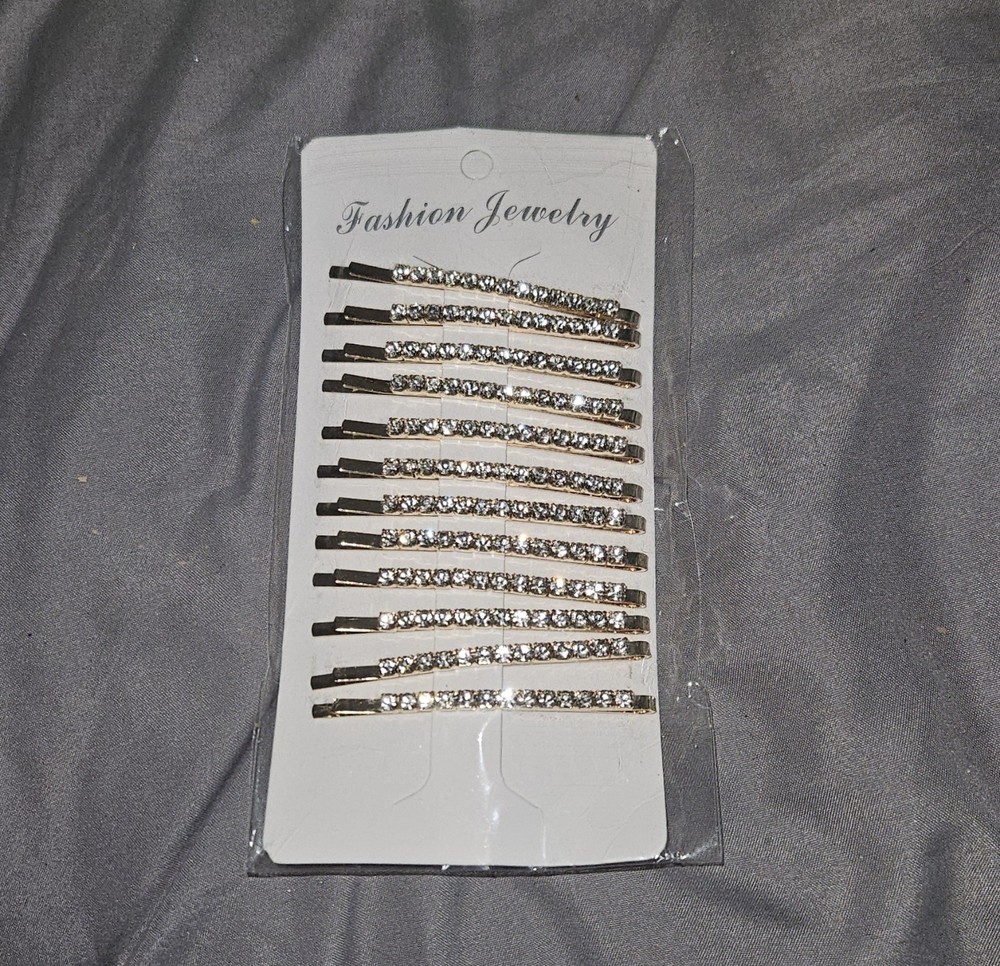 10 Pc Gold Rhinestone Bobby Pins BNIB Elegant