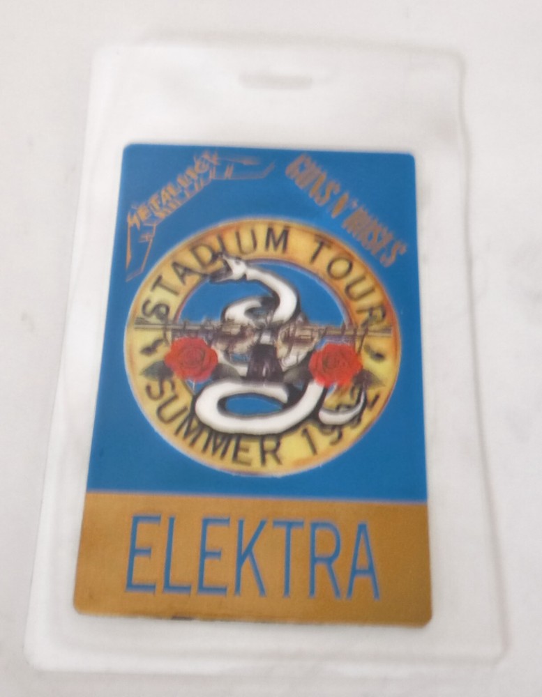 Guns & Roses ELEKTRA Laminate Backstage Concert Stadium Tour Pass D4