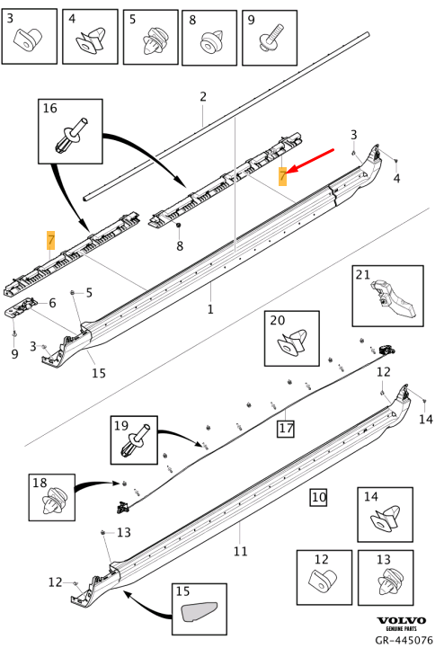 VOLVO XC90 MK2 Right Rear Rocker Panel Molding Bracket 32216526 Genuine OEM