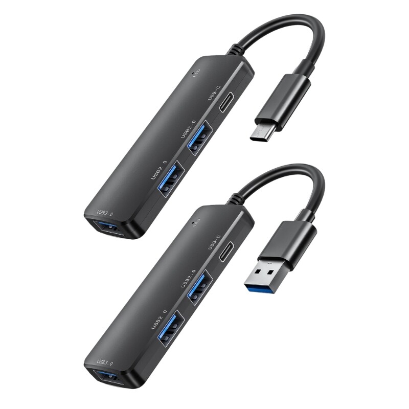 4-in-1 USB 3.0 Hub with Type-C PD Charging for Laptop & Phone  