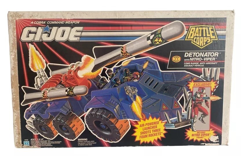 GI Joe DETONATOR With Nitro Viper 1993 Battle Corps Vehicle & Figure Open Box