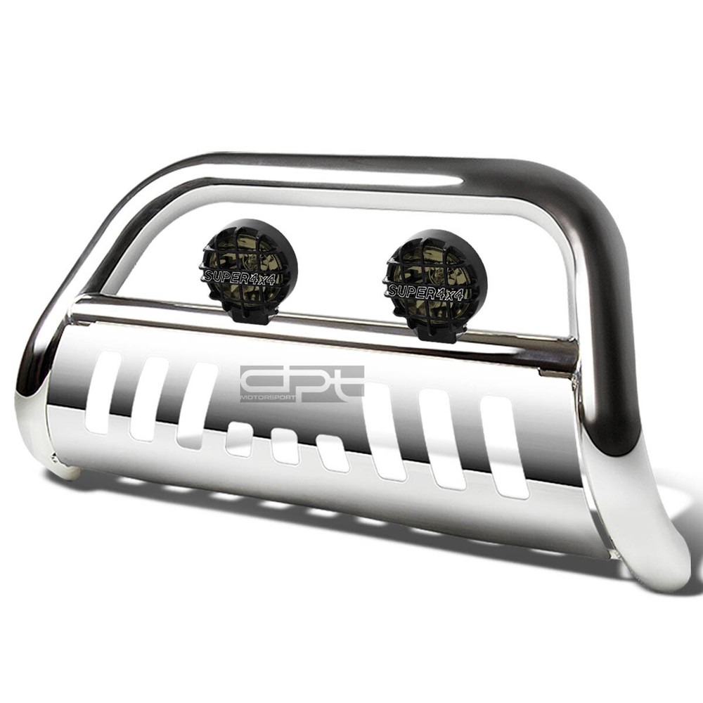 FOR 04-16 F150 NON-ECOBOOST/03+EXPEDITION CHROME BULL BAR GUARD+TINTED FOG LIGHT