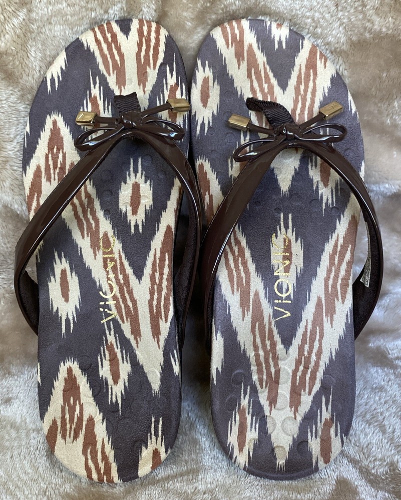Vionic Womens Brown Bella Comfort Flip Flops Size 6