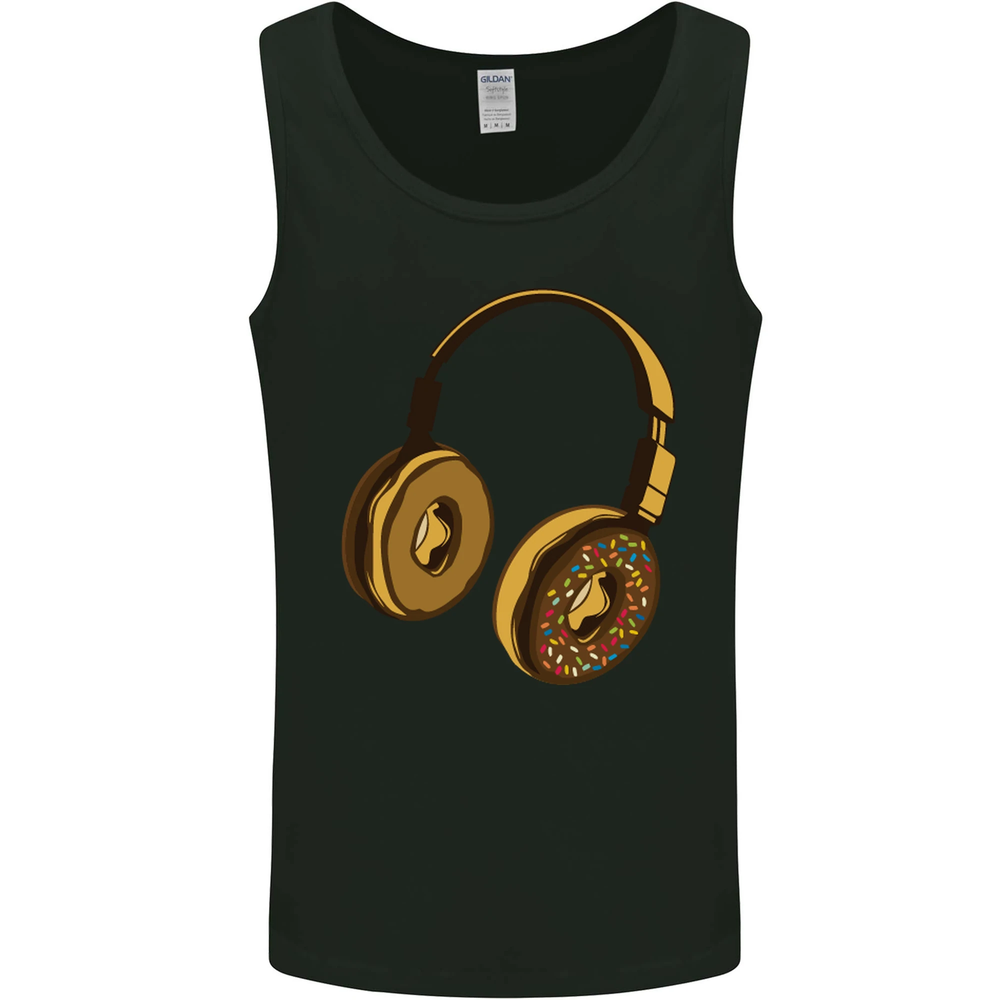 Donut Headphones Music DJ DJing Funny Mens Vest Tank Top