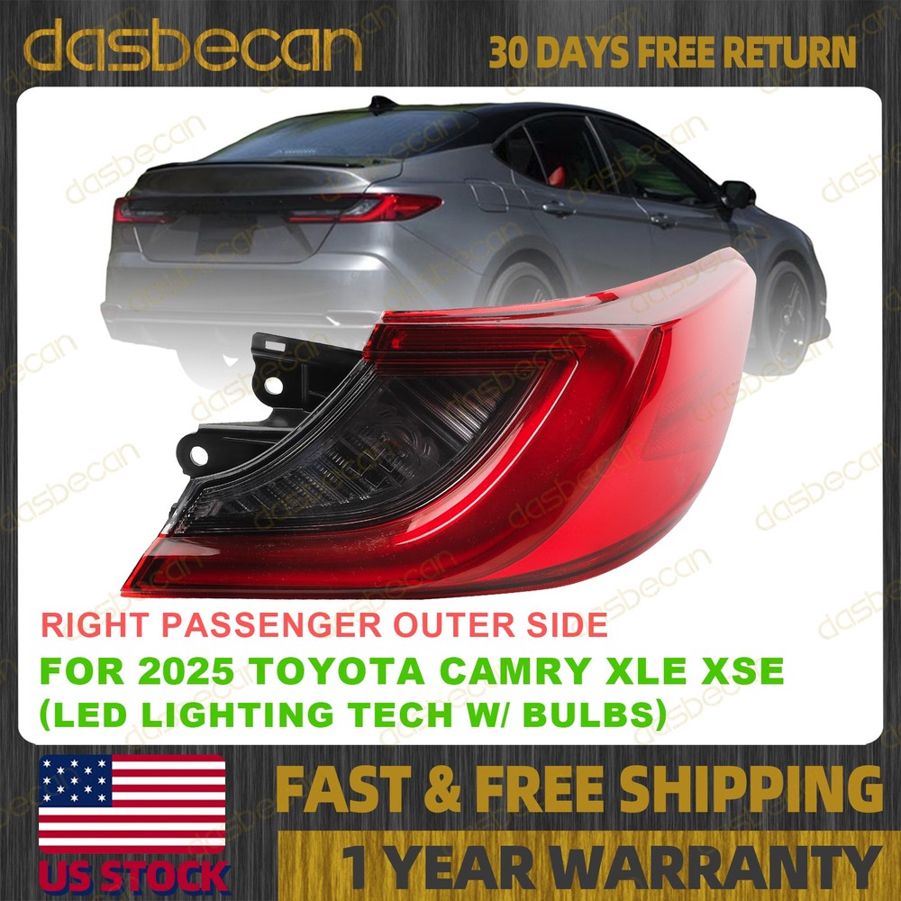 Right Passenger Outer LED Tail Light Assembly Lamp For Toyota Camry XLE XSE 2025