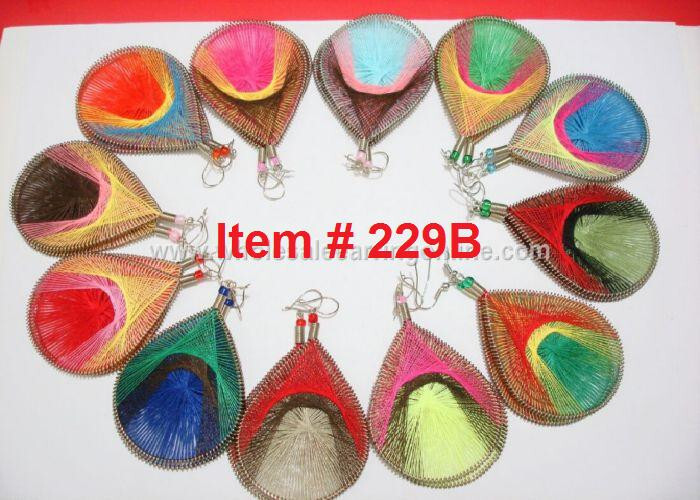 Wholesale 12 Pairs Medium Thread Earrings in Assorted Colors Style 229B