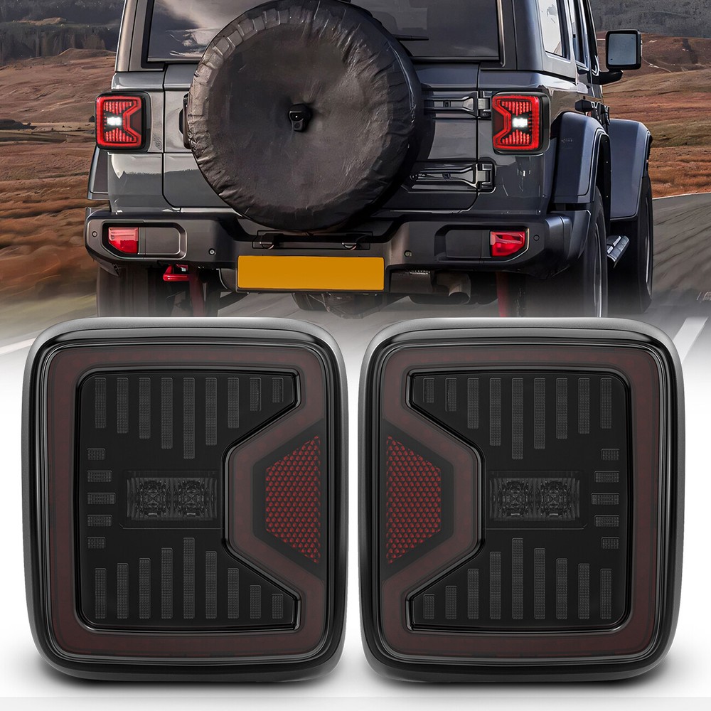 Smoked LED Tail Lights Brake Reverse Lamps for Jeep Wrangler JL JLU 2018-2024  