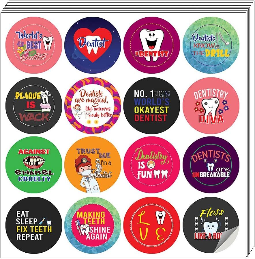 Professional Dentist Sticker Pack - 5 Sets X 16 Designs for Dental Pride
