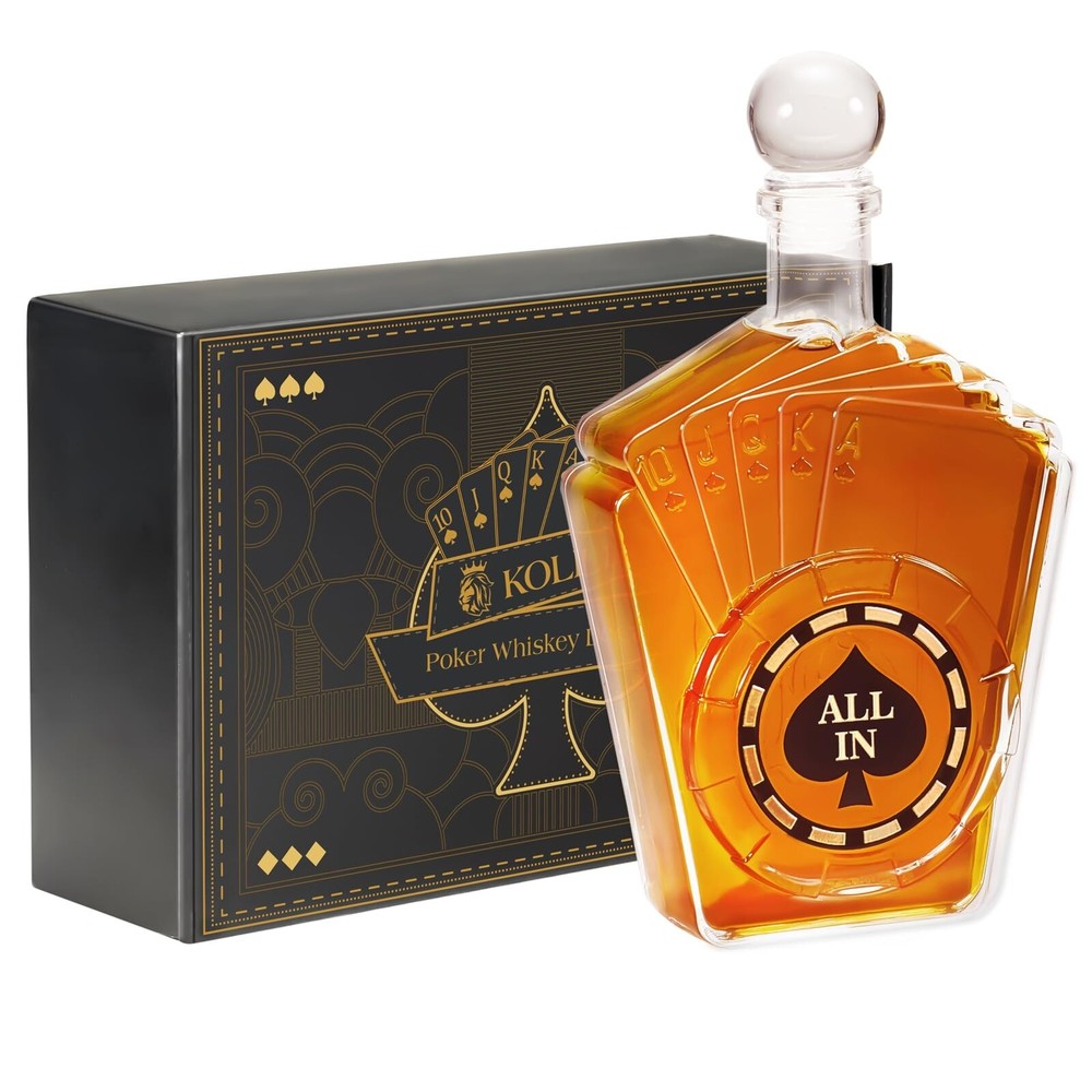 Birthday Gifts for Men Dad, Kollea Poker Whiskey Decanter Set for Men, Casino...