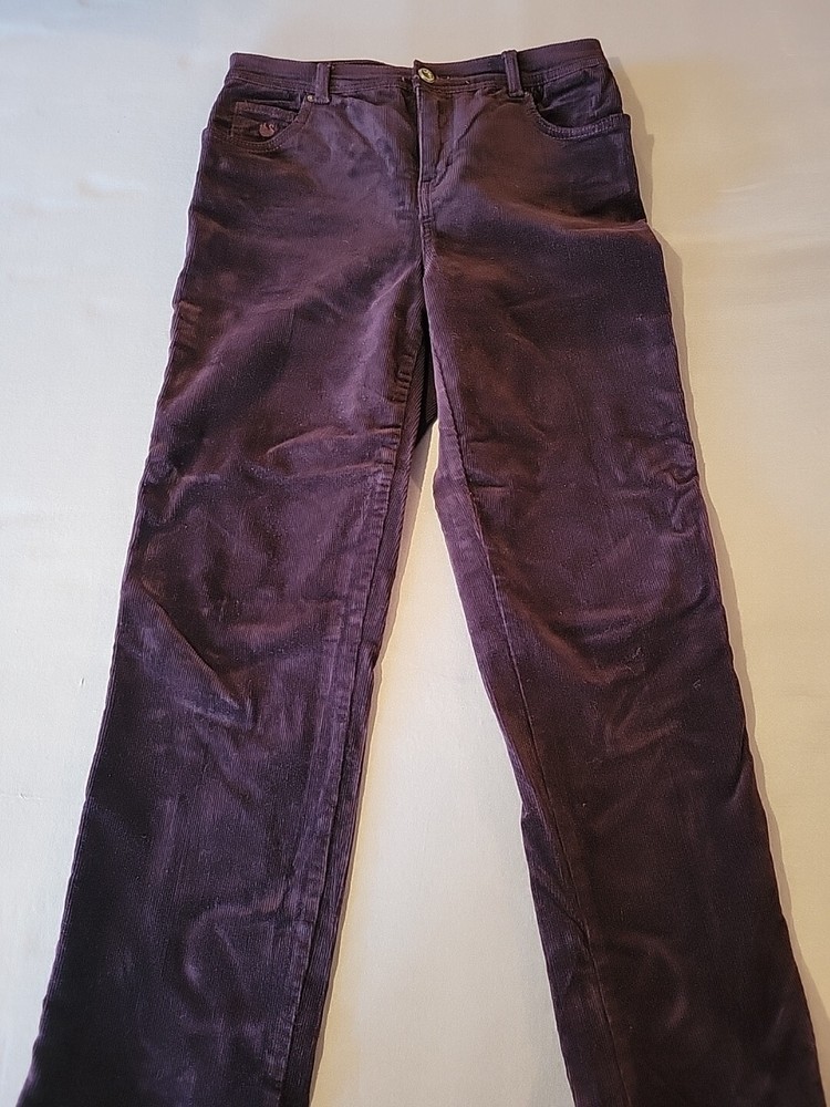 Gloria Vanderbilt Maroon Corduroy Stretch Jeans Women's Size 8 Made in Egypt