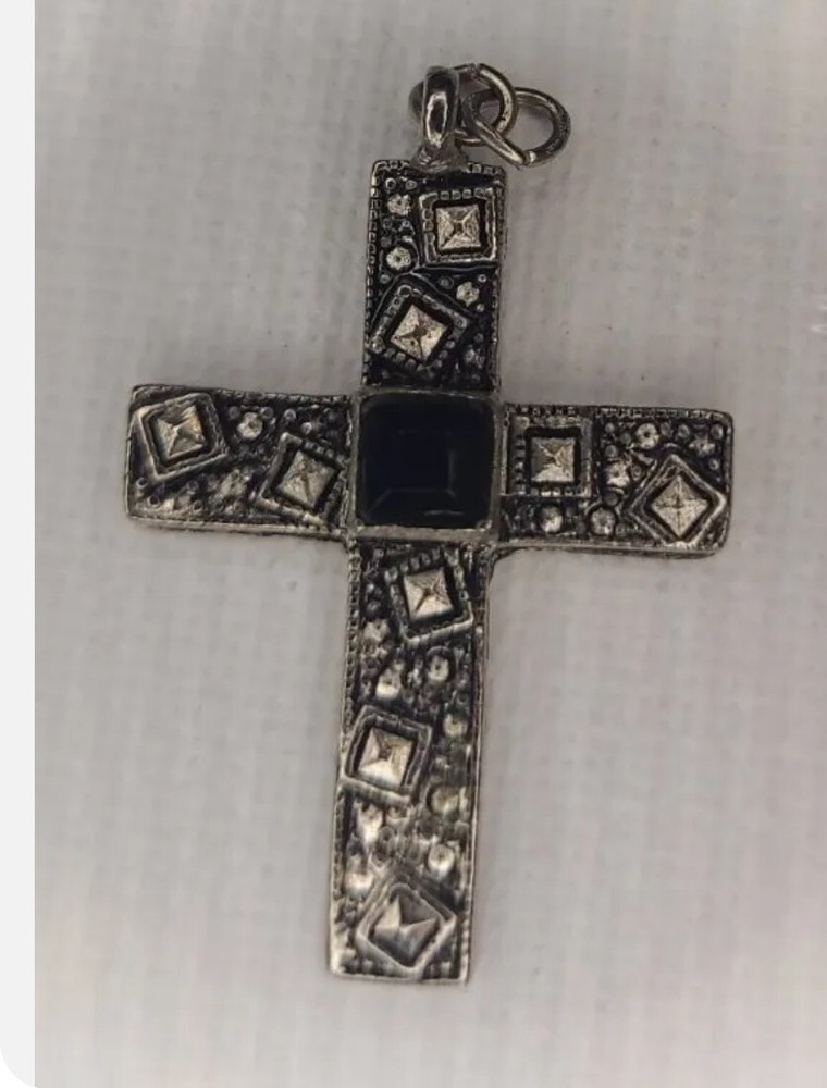 Silver-Tone Cross Pendant Necklace 1.25 Inch Elegant Religious Jewelry  