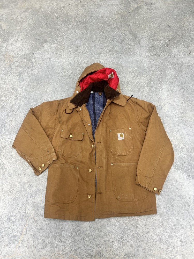 Vintage 70s USA Carhartt Jacket Canvas Wool Blanket Lined Chore Barn Coat 42