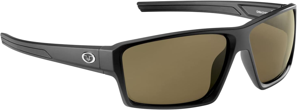 Windley Polarized Rectangular Sunglasses, Matte Black Frame/Amber Lens, Medium