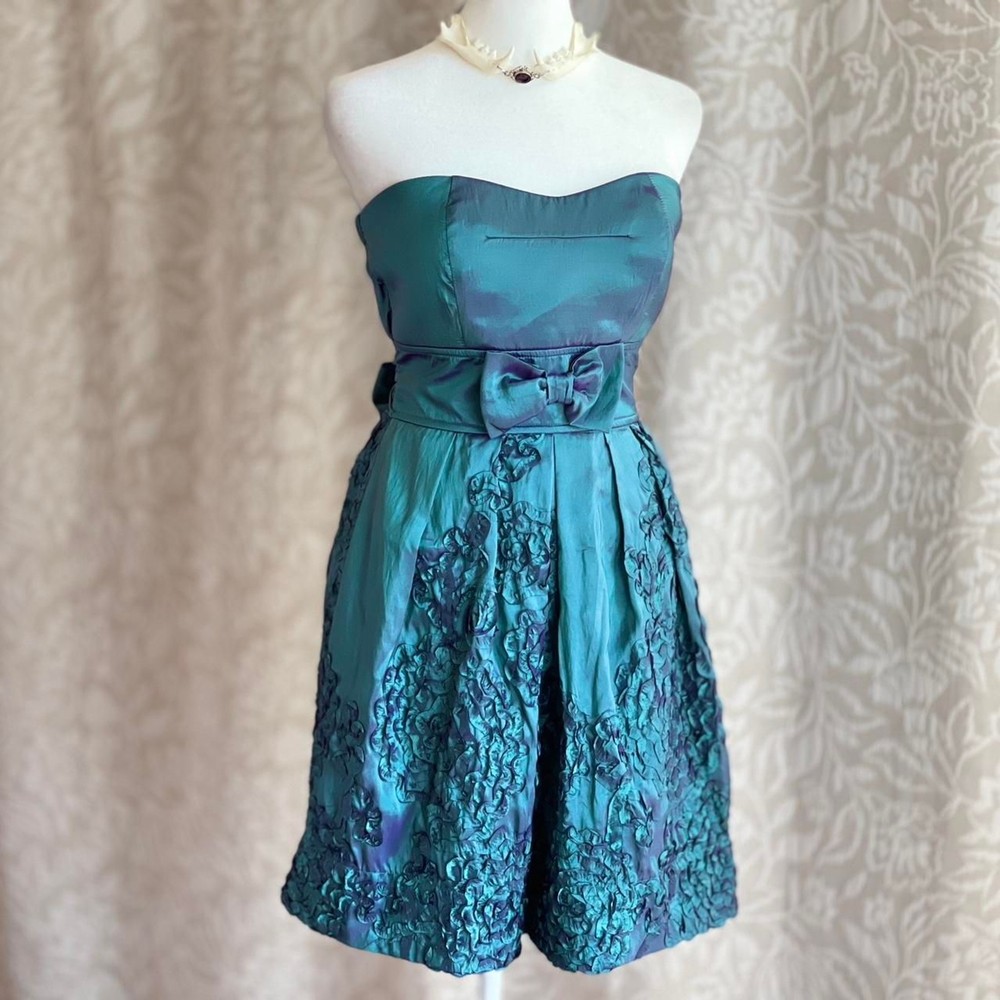 Ruby Rox Y2K Iridescent Teal Purple Floral Dress w/ Zipper Defect Junior Size 7