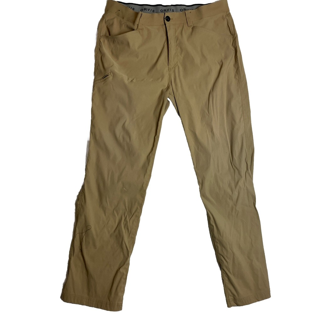 Orvis Pants Mens 38x31 Straight Beige Water Repellent Chino Stretch Tag 38x32