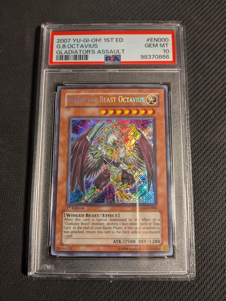 Yugioh Gladiator Beast Octavius GLAS-EN000 1st Ed Secret Rare PSA 10 Gem Mint!