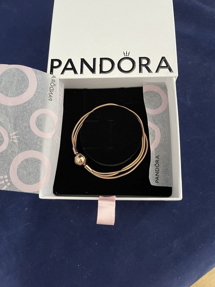 Pandora 14K Rose Gold Snake Chain Charm Bracelet for Layering