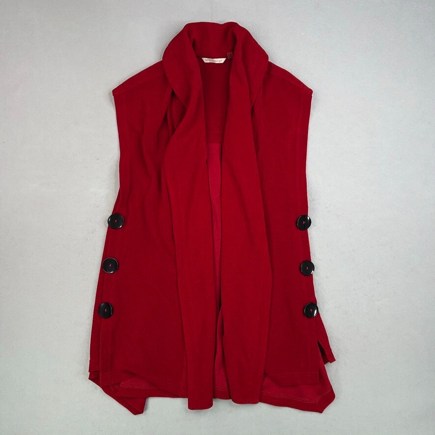 Soft Surroundings Womens Large Red Mesa Boho Cardigan Open Duster Lagenlook Vest