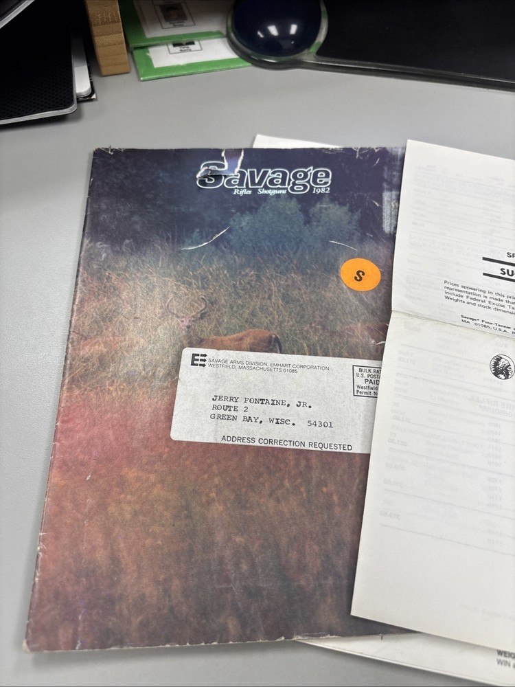 1982 Savage Arms Gun Catalog ShotGuns , Rifles & Accessories includes price list