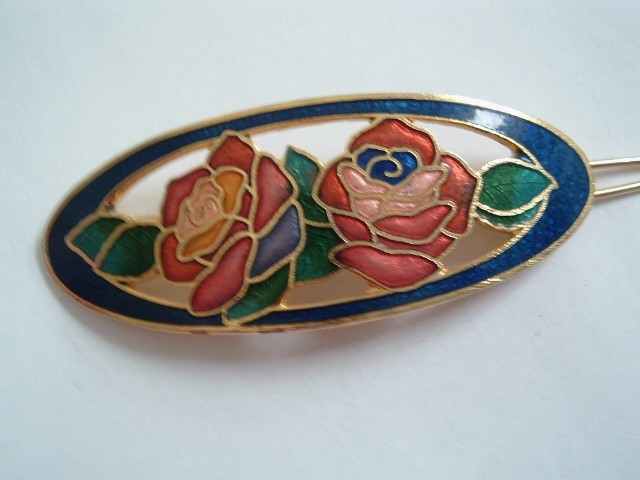 Vintage Cloisonne Enamel Art Nouveau Floral 2.5
