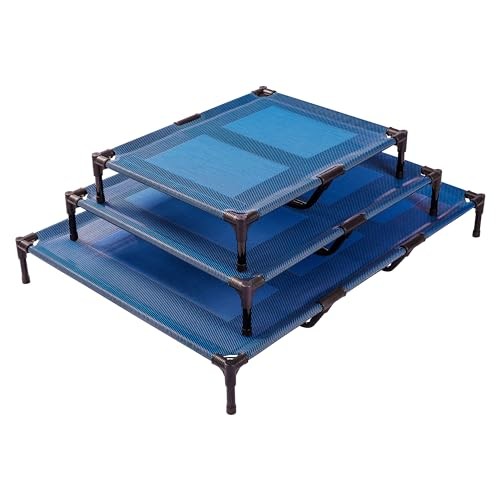 Portable Elevated Dog Bed Cot Large 36x30x7in Navy Blue for Pets