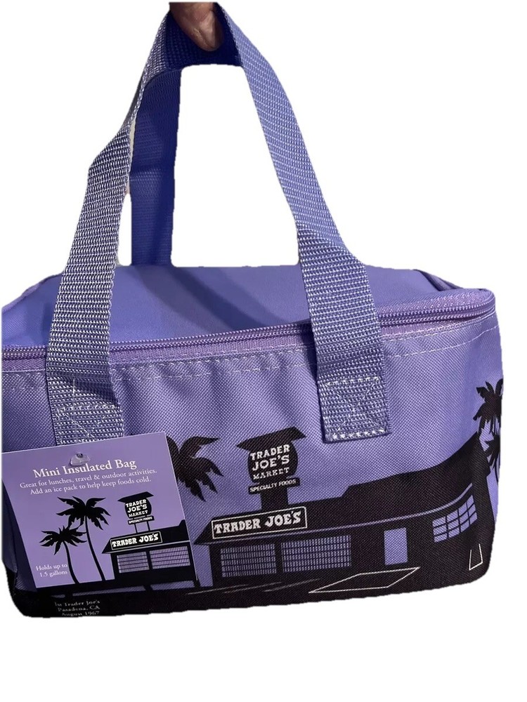 TRADER JOE'S MINI INSULATED TOTE LUNCH BAG - LAVENDER PURPLE Valentine Travel