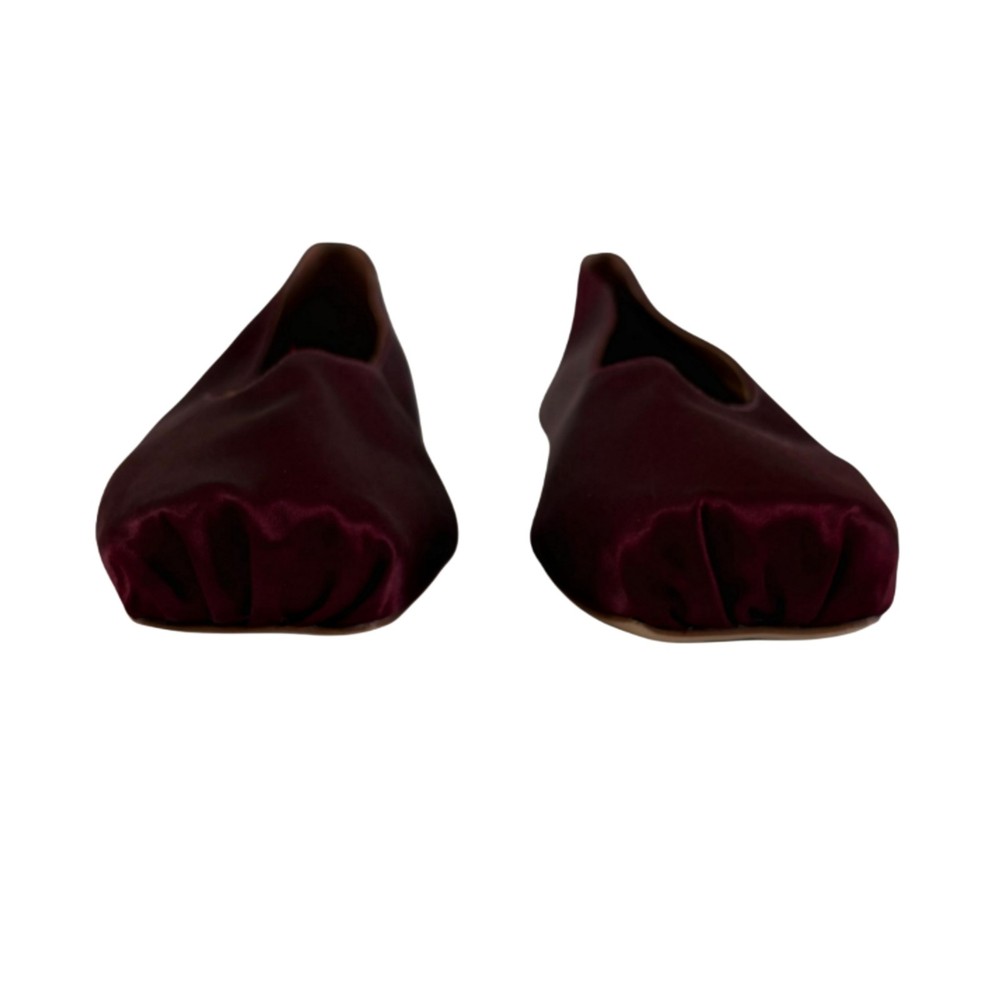 Reformation Maroon Satin Mikayla Ballet Flats, Size 7