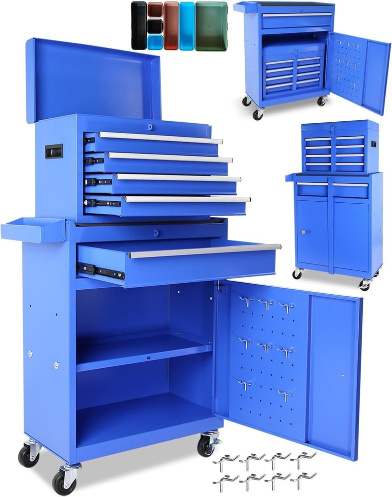 5-Drawer Heavy-Duty Rolling Tool Chest with Wheels & Detachable Steel Top