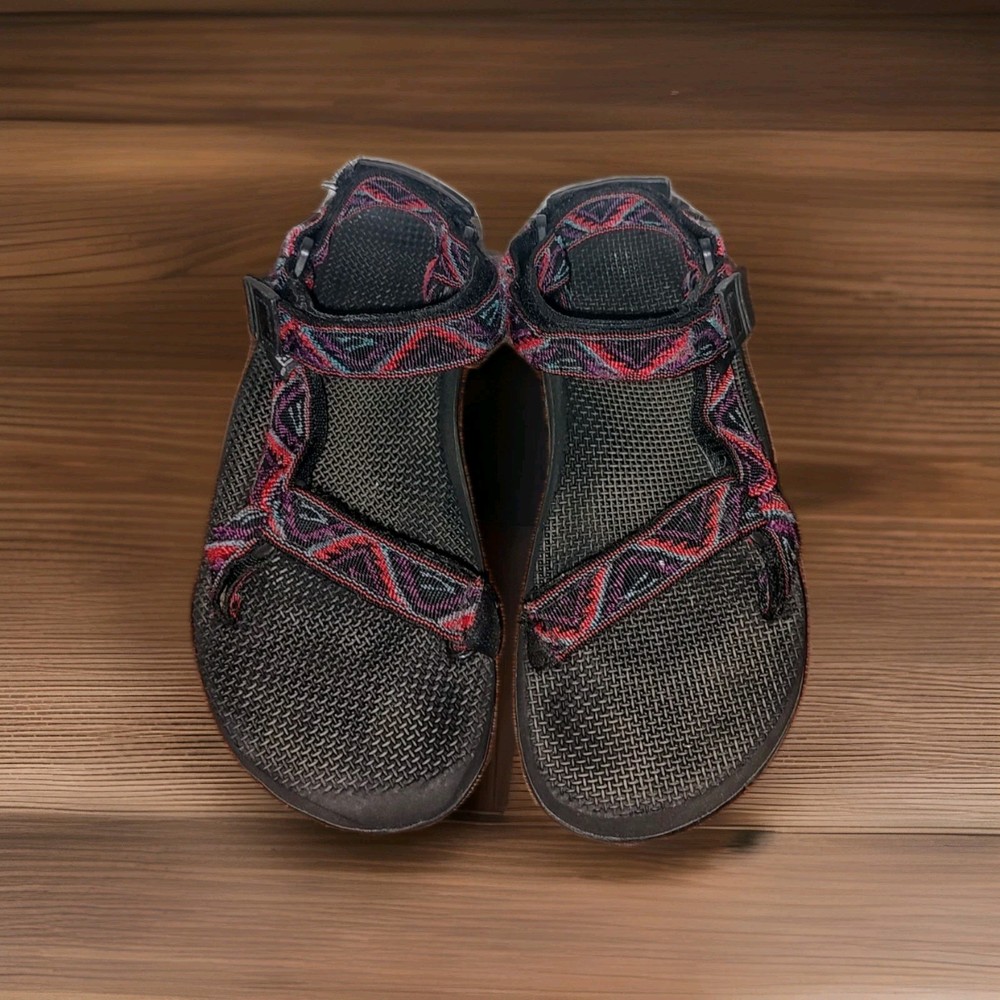 Teva Original Sandals Mens Sz 6/7 Women's 8 Black Southwestern Strap Sport VTG