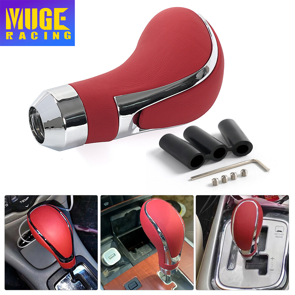 Universal Red Leather Automatic Car Shift Knob Manual Gear Stick Shifter Lever