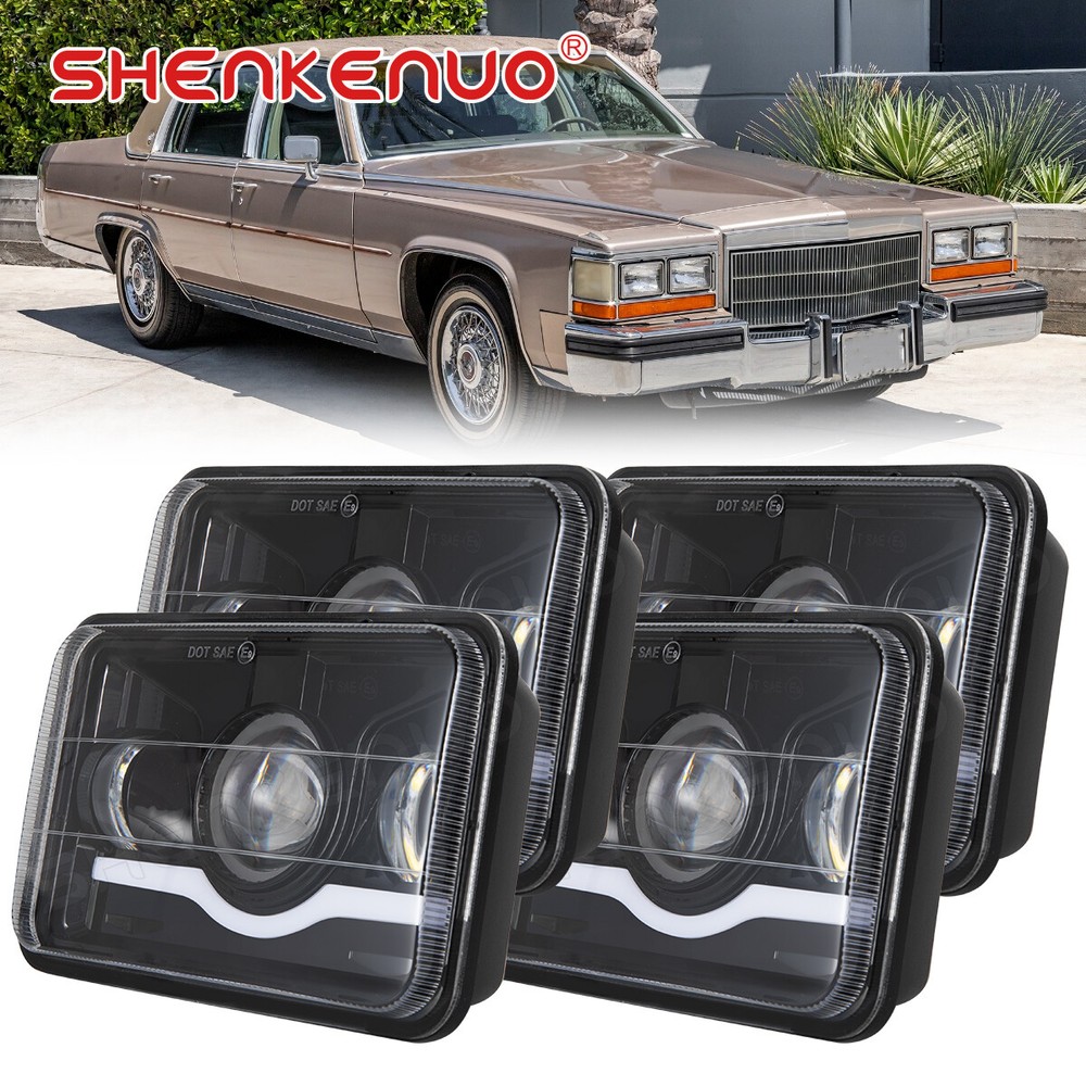 1975-1986 Cadillac Fleetwood DeVille 4x6 LED Headlights with DRL 4-Piece Set