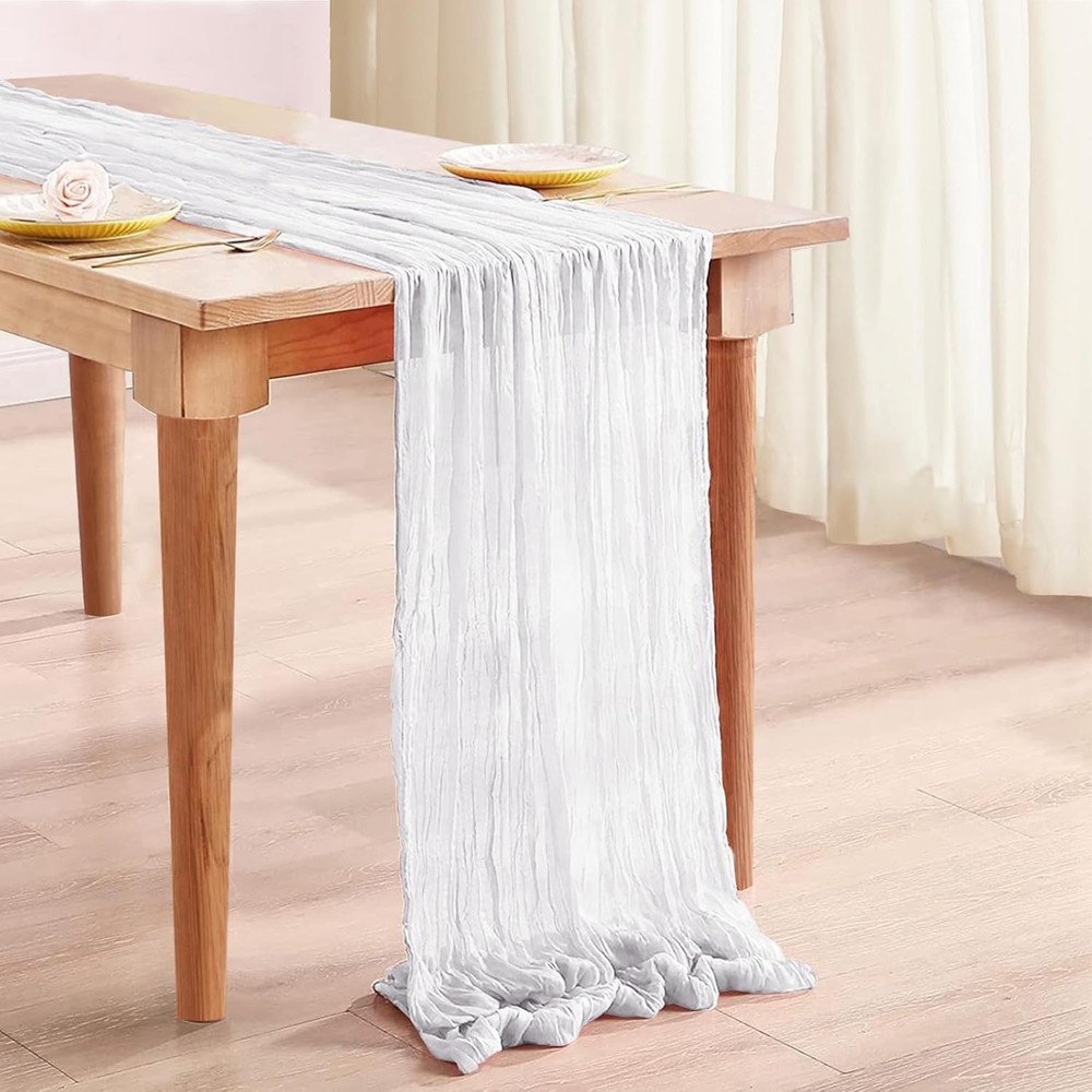 Cheesecloth Table Runner - 10ft Boho Gauze , Bridal Shower Decorations, Wedding