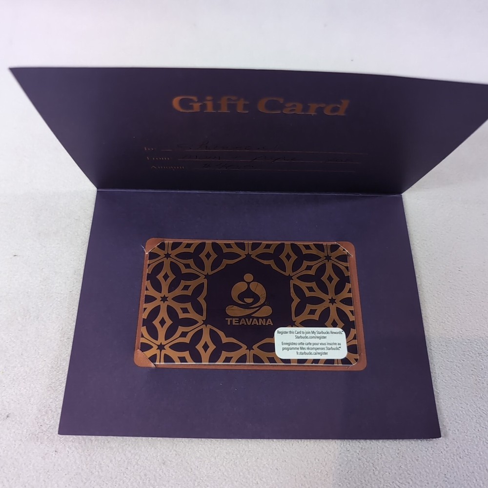 Teavana $40 Gift Card Canada Starbucks Coffee Rare Purple Gold HTF 2013-image
