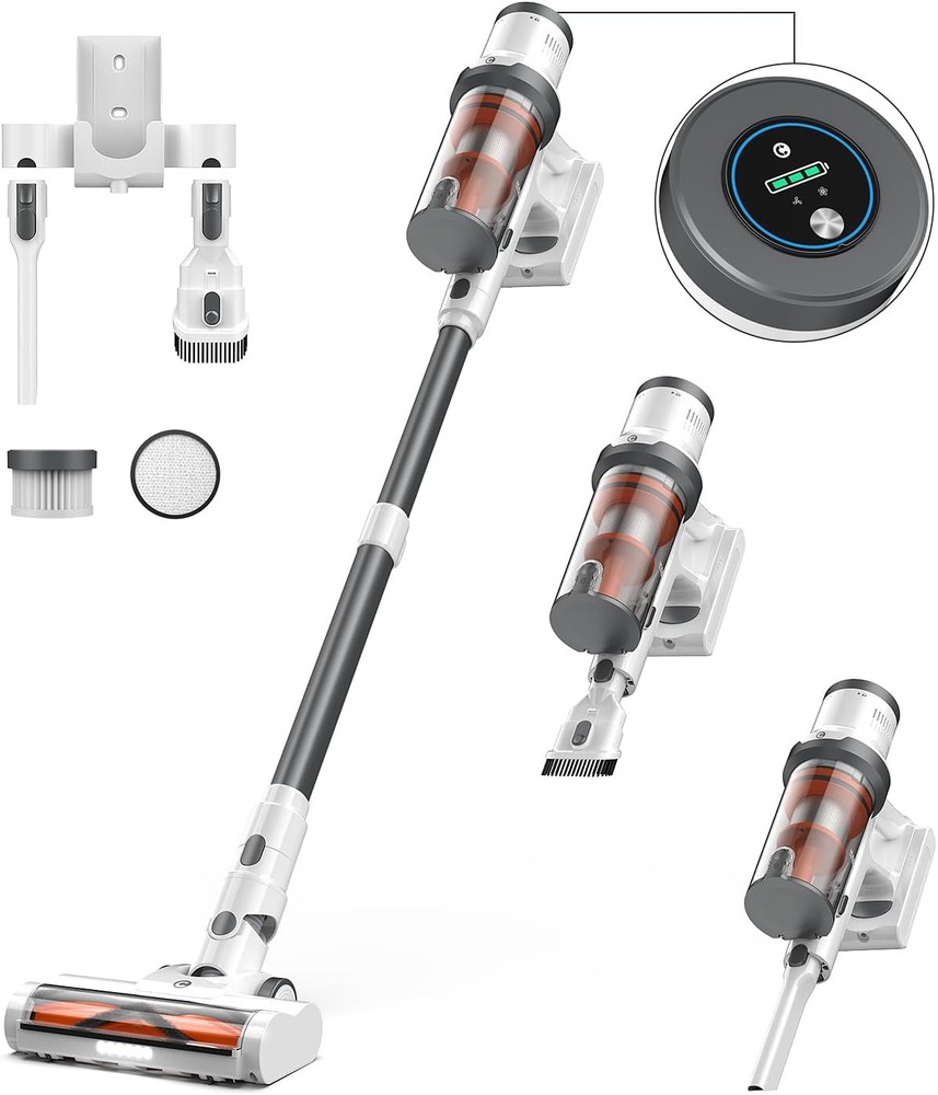 Cordless Vacuum Cleaner, 30Kpa Cleaners for Home, Max 50 Mins Gray