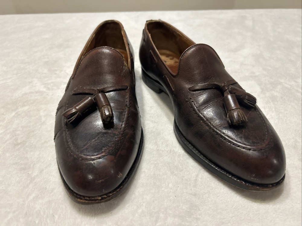 Crockett Jones Men’s Shoes Size 8.5 E Brown Cavendish Leather Tassel Loafers
