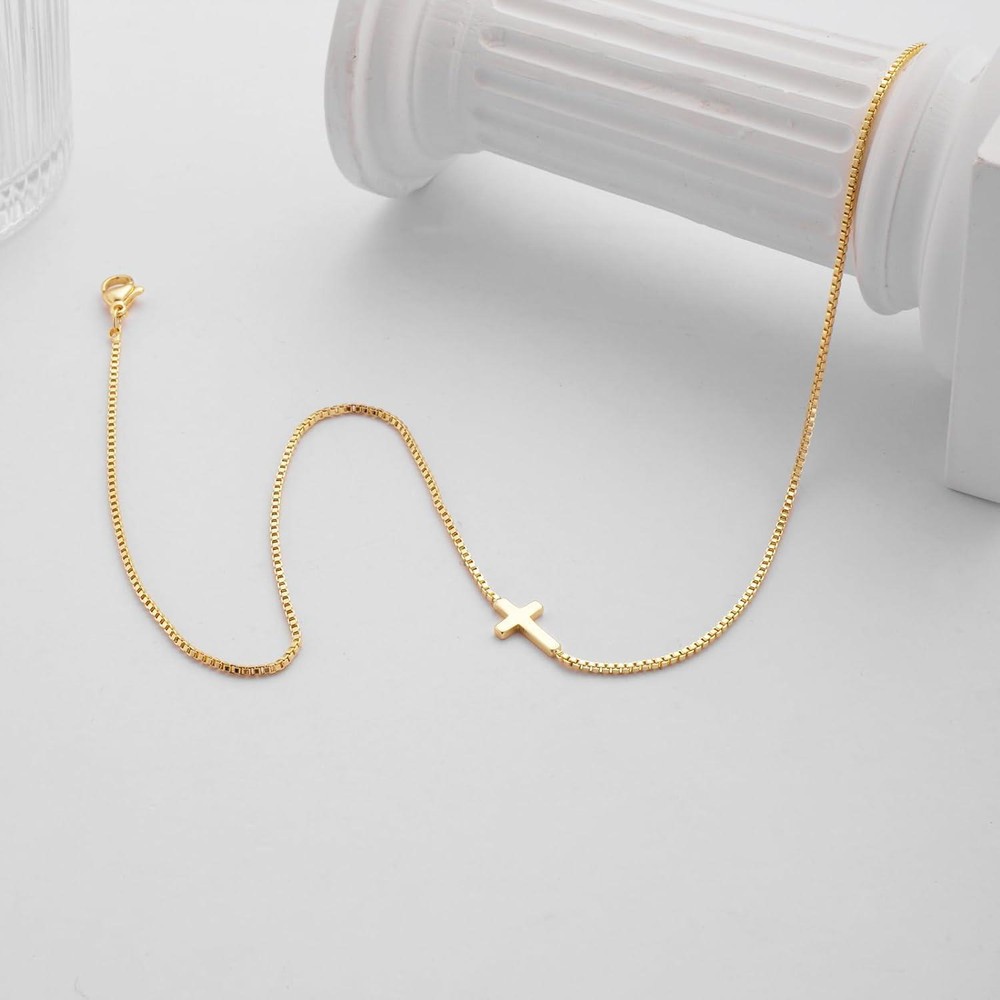 Cross Necklace for Women 14K Real Gold Dainty Minimalist Cross Pendant Chain