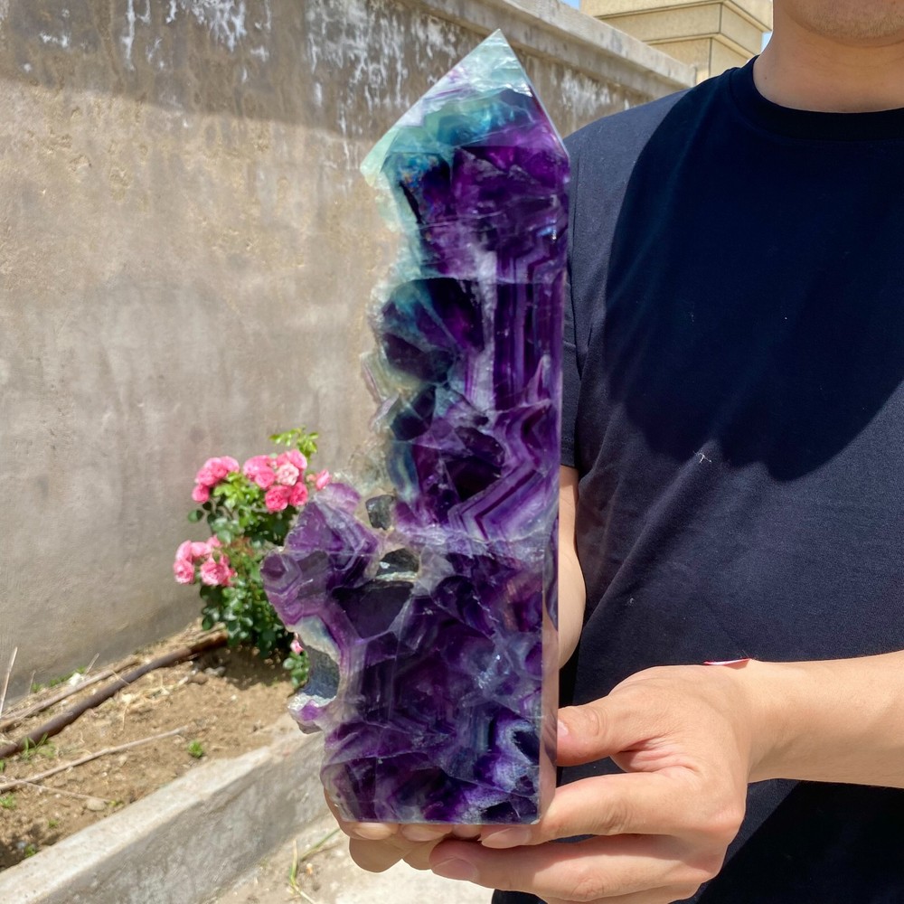 2.6lb Natural Fluorite Crystal Column Magic Wand Obelisk Point Earth Healing