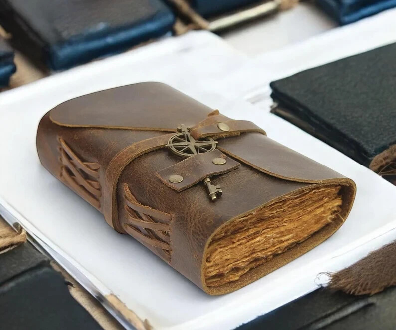 Personalized Leather Journal Notebook for Travel & Sketching