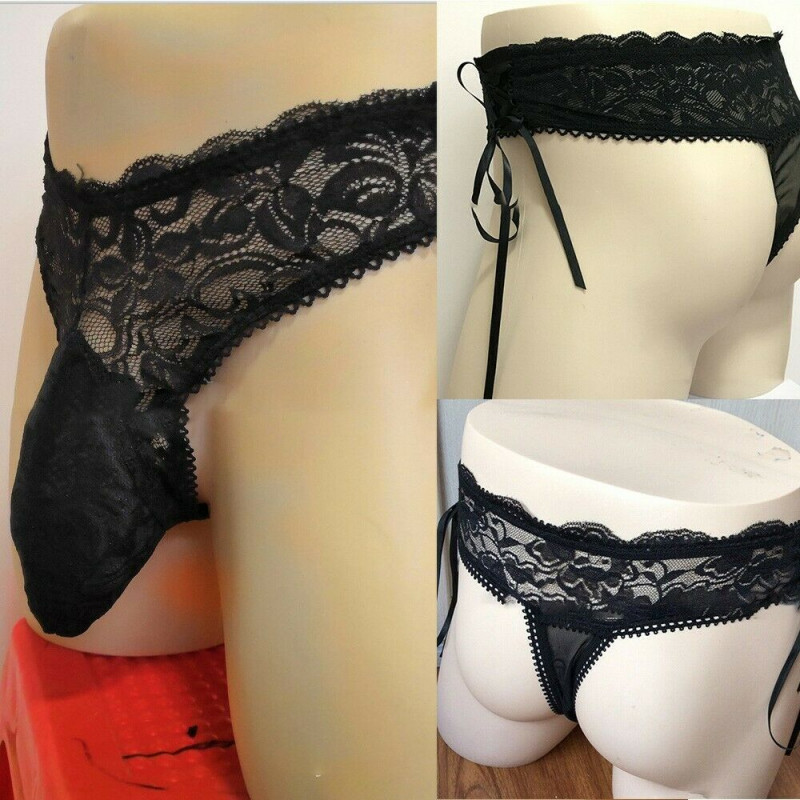Mens Sissy Pouch Panties G-string Sexy Lace Bikini Thong Breathable Briefs